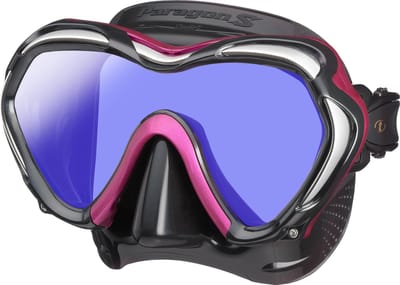 TUSA Paragon S – Premium duikmasker met single lens, hoge weerstand, CrystalView-lens met UV420 en antireflecterende behandeling, helder zicht en comfortabel draagcomfort – Zwart/Rose Pink – M1007SQB RPA