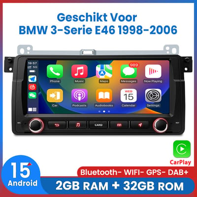 Awesafe Android 15.0 Autoradio - Geschikt Voor BMW 3-Serie E46 1998 t/m 2006 - Draadloos Apple Carplay & Android Auto - 8 Inch Radio Scherm - GPS Navigatie - Bluetooth & Wifi - Ram 2GB + Rom 32GB - 1998 1999 2000 2001 2002 2003 2004 2005 2006