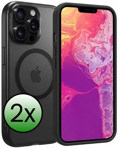 Hoesje 2 Stuks - Geschikt voor Apple iPhone 14 Pro - Magsafe Compatible - Sterk & Shockproof - Back Cover - Shock Proof Case - Telefoon Hoes - Zwart
