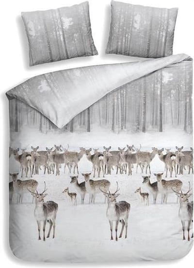 Heckett & Lane Delmar - Flanel - Dekbedovertrek - Eenpersoons - 140x200/220 cm + 1 kussensloop 60x70 cm - Fog Natural