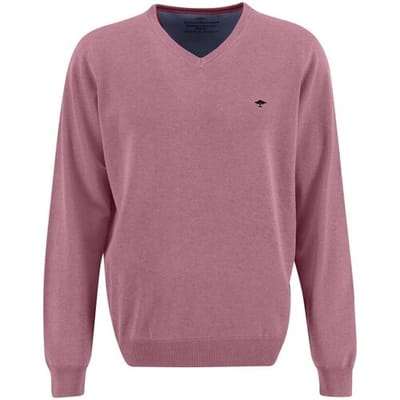 Fynch-Hatton Trui V-Neck Fine Knit Cotton Lila / male