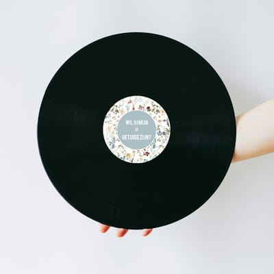 Vinylplaat - Lp - Vinyl plaat - Muziek cadeau - Getuige vragen - Wil jij mijn getuige zijn - Getuige vragen cadeau - Wildflowers design