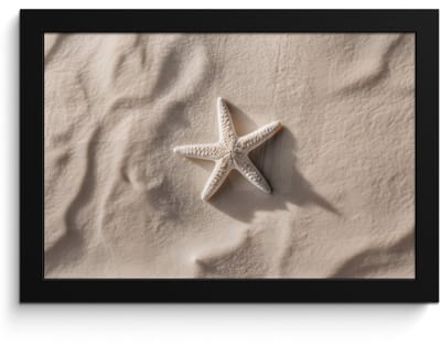 Poster in lijst - Fotolijst 30x20 cm - Posters - Strand - Zeester - Zand - Beige - Posterlijst zwart - Decoratie - Wanddecoratie woonkamer - Muurdecoratie slaapkamer