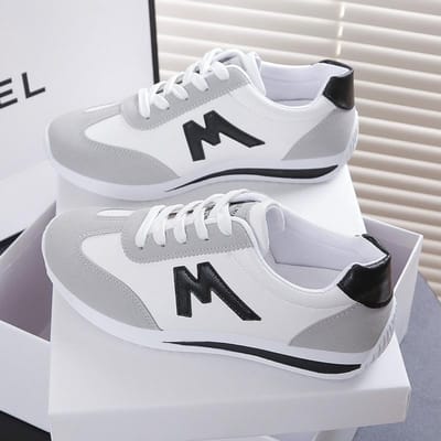 Nieuwe Seizoens Dames Platte Zool Enkele Schoenen Oversized Casual Sportschoenen Hardlopen Tennis Lage Top Veterschoenen Dames Sho 43 white