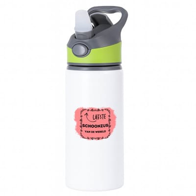 Hacebo® - liefste schoonzus van de wereld waterfles met rietje groen - Zus - de liefste schoonzus - verjaardag - cadeautje voor zus - zus artikelen met opdruk - kado - geschenk - water fles - 650ML