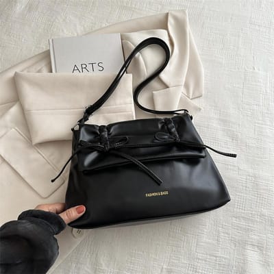 Sac à bandoulière décontracté et souple pour femme, grande capacité, tendance et polyvalent, idéal pour les déplacements quotidiens. black