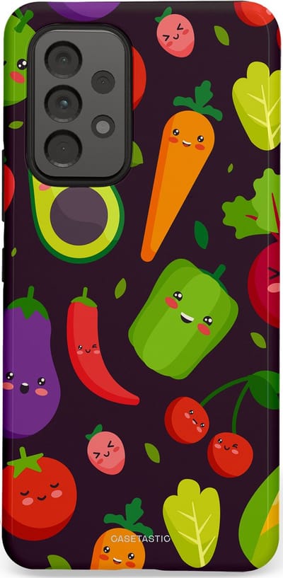 Casetastic Hoesje Geschikt voor Samsung A53 - Stijlvolle Beschermende Duo-layer Case - Vrolijke Groentevrienden