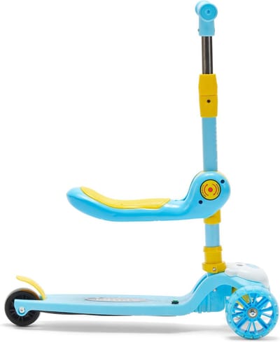Kinderstep met 3 Wielen- 3-Wiel Stepje met Verstelbare Zitting - Blauw