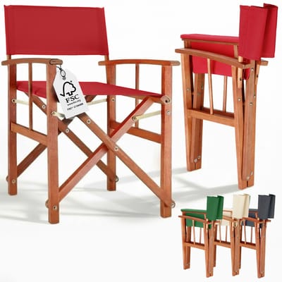 Regisseursstoel rood eucalyptushout FSC®-gecertificeerd Inklapbare tuinstoel tot 160 kg