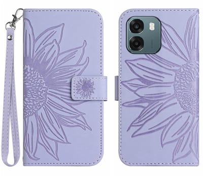 Coverup Hoesje - Geschikt voor OPPO A6 5G / A6x 5G / A6x 4G Hoesje - Coverup Zonnebloem Book Case met Koord - Lavendel