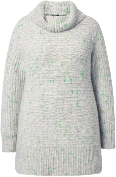 Ulla Popken - Dames - Trui col lange mouwen - Lichtgrijs melange - Maat 42+