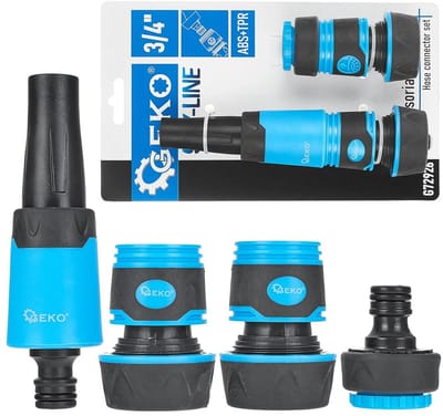 GEKO 4-delige tuinslangset - verstelbare sproeikop - snelkoppelingen - antislip grip