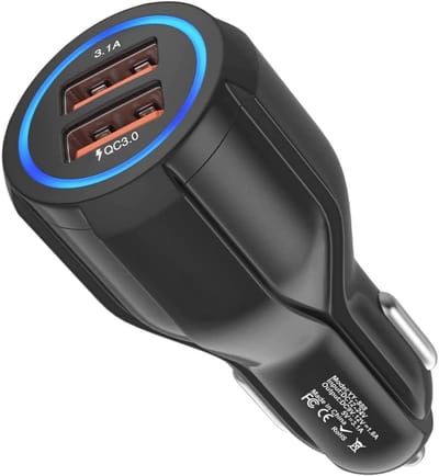 EXCITAT USB autolader - 2 poorten - Quick Charge 3.0 sigarettenaansteker - Geschikt voor iPhone, iPad Samsung Galaxy S10/S9/S8, Huawei, Xiaomi - Zwart