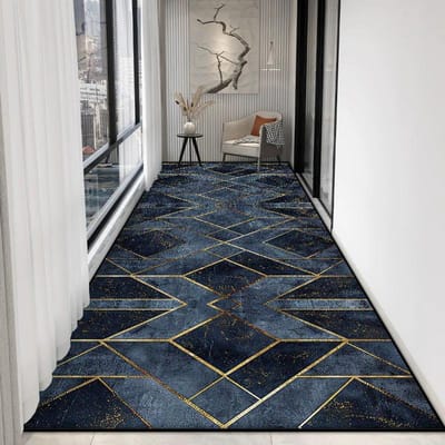 Tapis de couloir long géométrique de luxe Tapis de passage d'escalier Tapis de couloir antidérapant Décoration pour la maison Salon Couloir Paillasson Personnalisable 2.9x6.5ft(90x200cm)