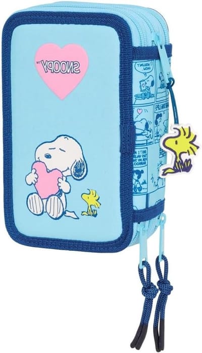 Schooletui met inhoud - Kindermapje etui - Schoolspullen organiseren - 37 gebruiksvoorwerpen - 195 cm - Lichtblauw