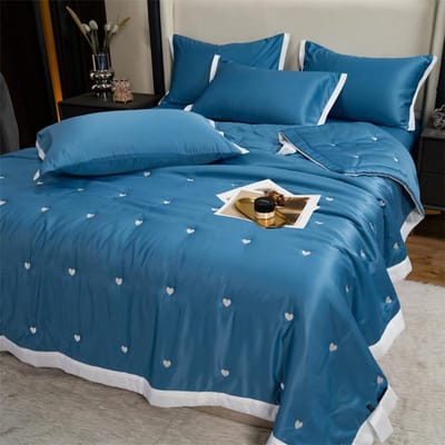 Geborduurde Zijde Zomer Beddengoed Deken Quilt Set King Queen Home Beddengoed Dekbed Luxe Gewassen Zijde Zomer Slaapquilt 150x200cm 1Pc Quilt