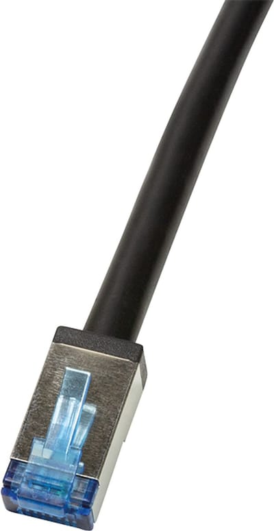 LogiLink CQ7033S RJ45 Netwerkkabel, patchkabel CAT 6A S/FTP 1.00 m Zwart Afgeschermd, UV-bestendig, Oliebestendig 1 stuk(s)