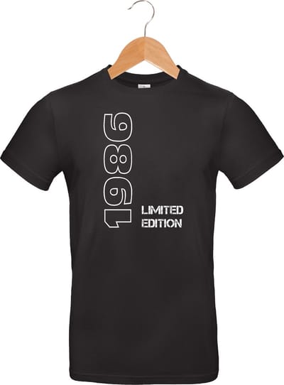 Limited Edition 1986 - T-shirt - 100% katoen - leeftijd - geboortejaar - verjaardag en feest - cadeau - kado - unisex - zwart - maat S