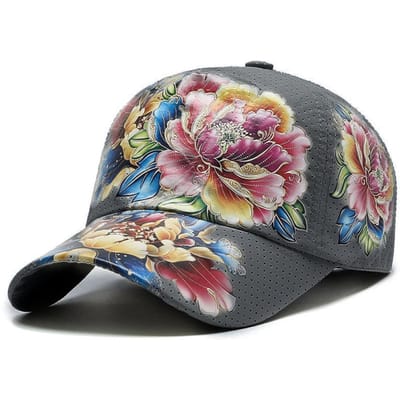Nieuwe Sneldrogende Baseballpet Bloemenprint Zomer Buiten Vizierpet Chinese Stijl Bloemen Ademend Zon Hoeden Heren en Dames gray