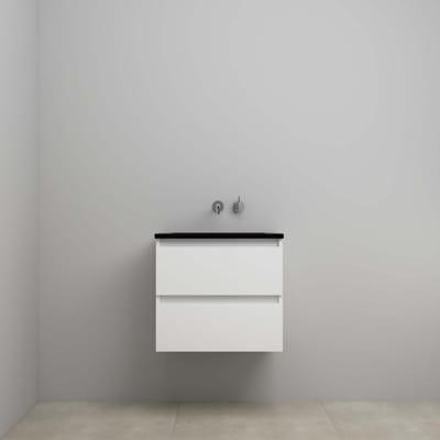 On-Line Onderkast - 60 cm - Voorgemonteerd - Ladestructuur - Acryl Wastafel - zonder Kraangat - Hoogglans Wit