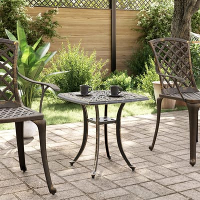 vidaXL Tuintafel 53x53x53 cm gietaluminium bronskleurig