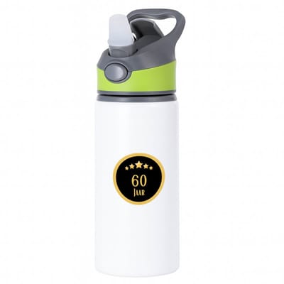 Hacebo® - 60 jaar waterfles met rietje groen - iemand die 60 jaar is geworden of 60 jaar lang een relatie hebben of getrouwd zijn - verjaardagscadeau - verjaardag - cadeau - kado - geschenk - gift - relatie - water fles - 650ML