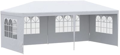 Mila Shop Partytent - Tuintent - Paviljoen - Afneembare zijkanten - Pergola - Partytenten - Feesttent - Schaduwtent - Met zijwanden en ramen - Wit - 3x6m