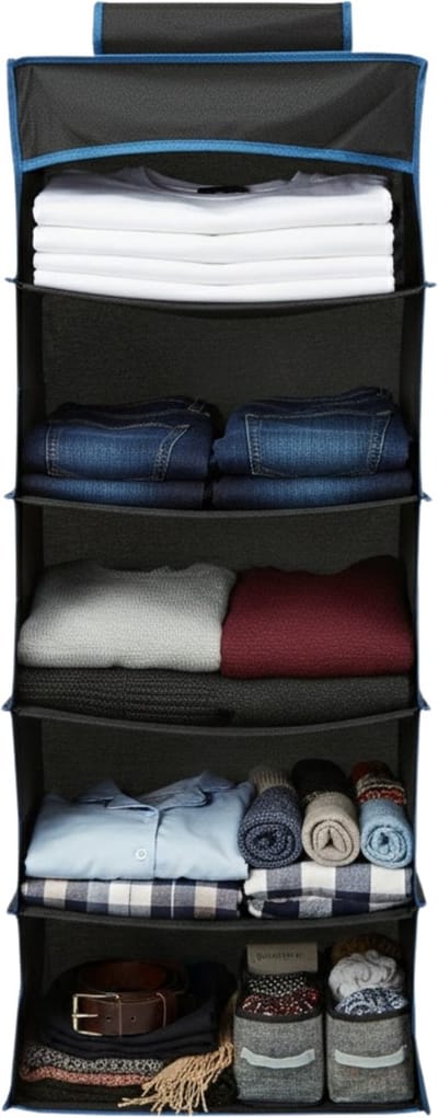 Lomera Tentorganizer - Hangorganizer - 5 Vakken - Opvouwbare Organizer - Caravan Organizer - Kastorganizer - Waterafstotend - Voortent Gebruik - Camping Organizer - Ruime Opbergcompartimenten - Zwaardere Kwaliteit