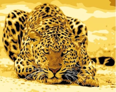 Diamond painting 40x50cm - panter - ronde steentjes
