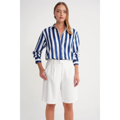 Gestreepte Poplin Blouse