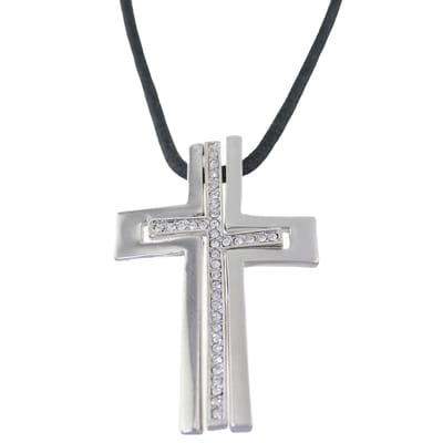 Behave - Ketting met kruis zwart zilverkleurig - Urban streetstijl