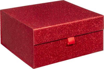 Luxe geschenkdoos ROOD GLITTER, cadeauverpakking, formaat 25x25x12cm (1 stuk)