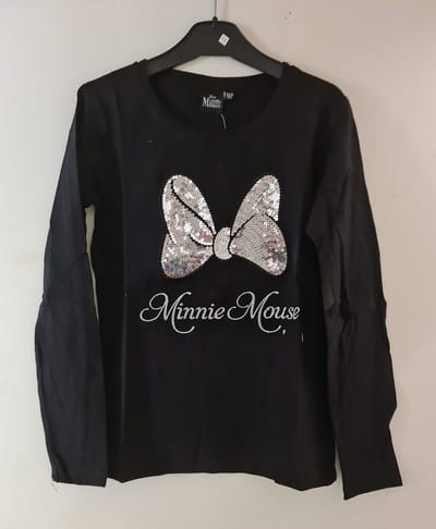Minnie Mouse T-shirt Lovertjes Zwart Maat 158