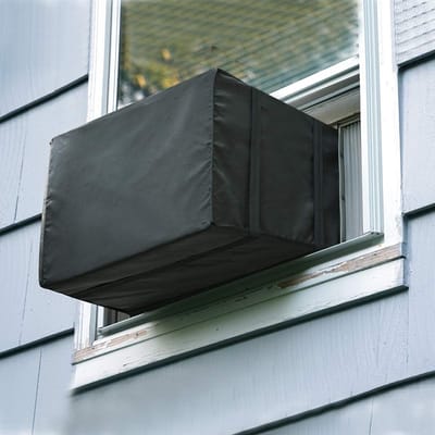 Buiten cover voor raamairconditioner, Buitenzijde cover voor raamairconditionereenheid Zwart Staafdicht Waterdicht Buiten airconditioner beschermende isolatiedefensie (21Bx16Dx15H)