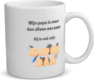 Akyol - mijn papa is meer dan alleen papa hij is ook mijn super dad koffiemok - theemok - Vader - super papa - vader cadeautjes - vaderdag - verjaardag - geschenk - kado - vader artikelen - 350 ML inhoud