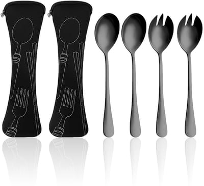 NTHProducts - Lettuce Spoons - Saladelepel Set - Zwart - Perfect voor Salades - 2 Stuks - Ideaal voor Groenteliefhebbers