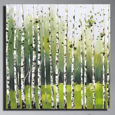 Allernieuwste.nl® Canvas Schilderij Berkenbomen Berkenbos - Kunst aan je Muur - Realistisch - kleur - 60 x 60 cm