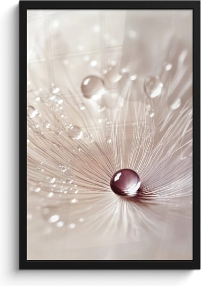 Poster in lijst - Fotolijst 40x60 cm - Posters - Bloem - Abstract - Wit - Water - Natuur - Posterlijst zwart - Decoratie - Wanddecoratie woonkamer - Muurdecoratie slaapkamer