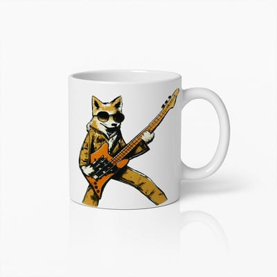Coole Rock Vos Mok – Grappige Dieren Muziek Koffiebeker voor Muziekliefhebbers