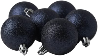 Cosy & Trendy Kerstballen - 6x st - donkerblauw - glitters - 6 cm - kunststof - kerstversiering