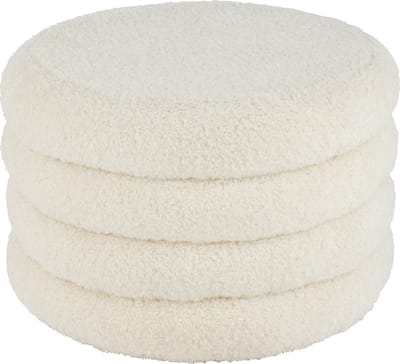 J-Line poef Rond Teddy - polyester - wit