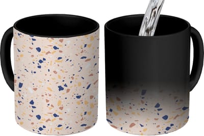 Magische Mok - Foto op Warmte Mokken - Koffiemok - Terrazzo - Patroon - Kleurrijk - Indigo - Magic Mok - Beker - 350 ML - Theemok