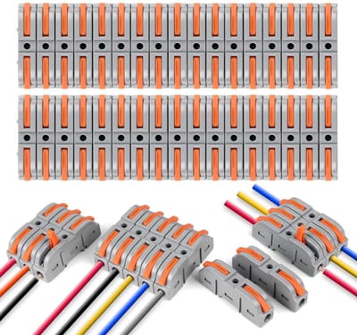 Allecto - Draadconnectoren - 80 Stuks Snelle Dubbele Aansluitblok - Pelvrije Push-Type Ontwerp - 2-Pins - Draad Snelsplitsingsconnector - 18-22AWG
