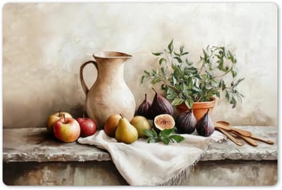 Placemats 45x30 cm - Placemat kunststof - 1 stuk - Fruit - Kruiden - Landelijk - Borden onderleggers - Decoratie voor op tafel - Keuken tafeldecoratie accessoires - Vinyl onderlegger - Tafelversiering