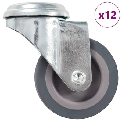 vidaXL 12 st Zwenkwielen met boutgaten 50 mm