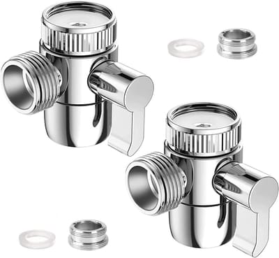 2 Stuks Inverter Ventiel voor Douche - 3-Weg Kraanadapter M22 X M24 voor Bad- en Keukenkranen, Handdouche en Vaste Spuitkop in Chroomafwerking