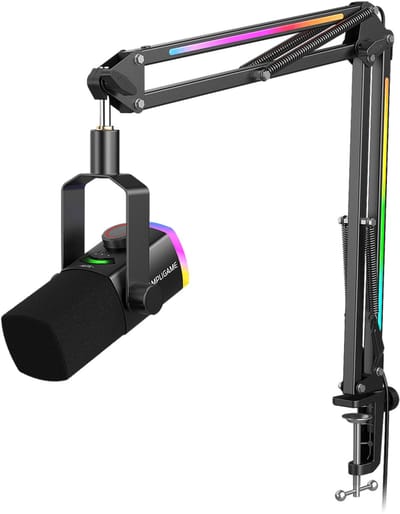 FIFINE - AM8 PRO T - USB / XLR Studio microfoon - PC-Gaming Met Flexibele RGB Arm ( 66cm! ) - Geschikt voor PC/PS4/PS5 - RGB - Podcast - Gaming - Streaming - Zwart