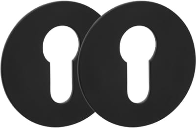 SOTECH Set van twee kleefrozetten, rond, Ø 55 mm, roestvrij staal zwart met 3M VHB kleefpad, boren niet nodig, voor sloten met profielcilinders in meubels en deuren.
