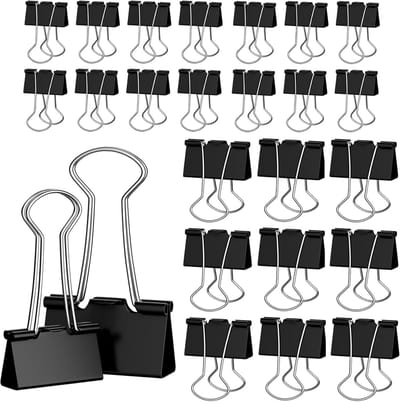 Zwarte Foldback Nietjes (100 Stuks) - Herbruikbare Metalen Bindclips voor Assortiment Papier