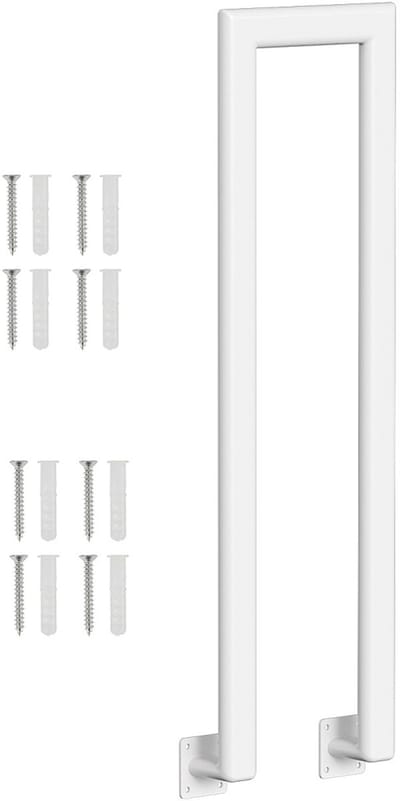 75 cm U-vormige trapleuning Wit ijzer Elliptische buis Leuning voor trappen voor universeel gebruik binnen en buiten, gangen Zijdelingse montage